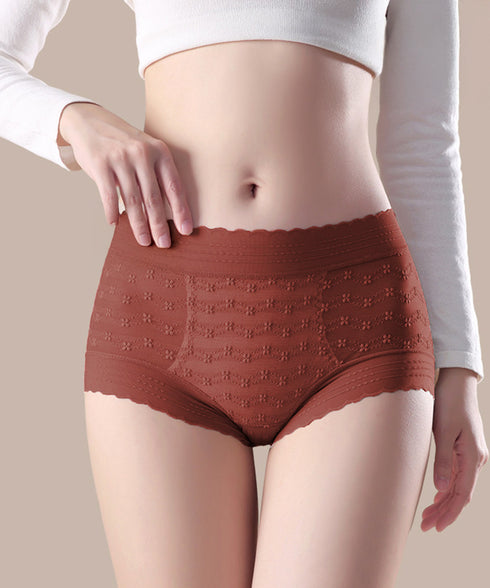 ショーツレディース レースショーツ透け感 スタンダードショーツ食い込まない ヒップアップ美尻 ハイウエストスカラップショーツストレッチ ノンストレスインナー通気性 21NEIKU-006