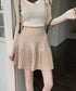 プリーツミニスカートニットスカート 秋冬 着回しAラインフレアスカート ハイウエストショート丈スカート お洒落ボトムス オルチャン きれいめスカート通学 脚長見え 21QUNZI-007