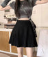 プリーツミニスカートニットスカート 秋冬 着回しAラインフレアスカート ハイウエストショート丈スカート お洒落ボトムス オルチャン きれいめスカート通学 脚長見え 21QUNZI-007