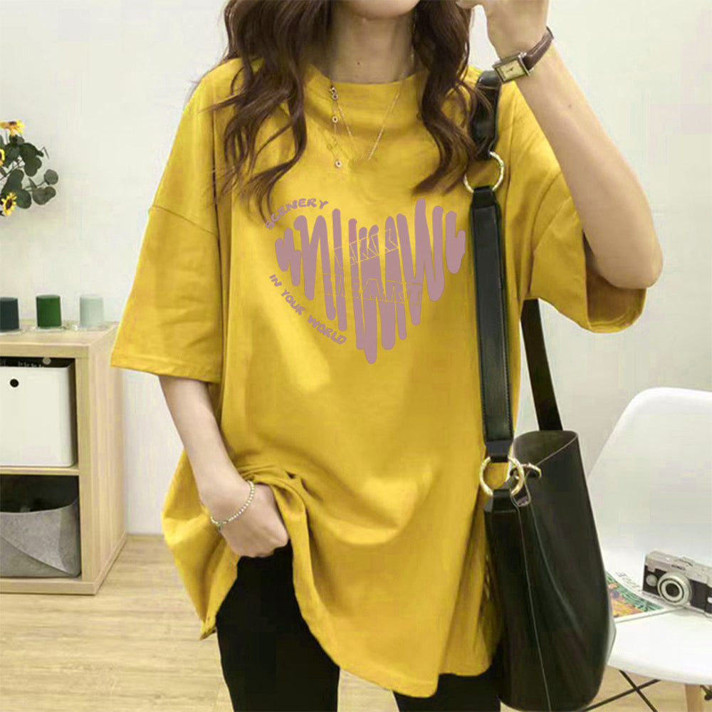 半袖Tシャツレディース 夏 ロゴ 韓国風 イエロー