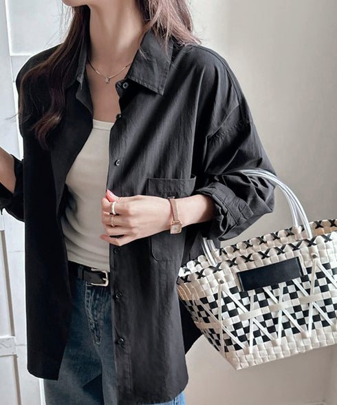 シャツレディースオーバーサイズ長袖シャツ シンプルシャツ全9色 オフィスカジュアル ベーシックシャツ 重ね着 無地トップスチュニック羽織り 体型カバー 春夏秋 服 21SHANGYI-092