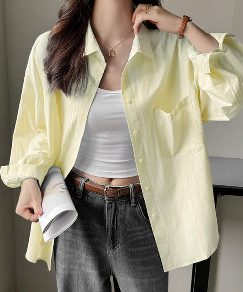 シャツレディースオーバーサイズ長袖シャツ シンプルシャツ全9色 オフィスカジュアル ベーシックシャツ 重ね着 無地トップスチュニック羽織り 体型カバー 春夏秋 服 21SHANGYI-092