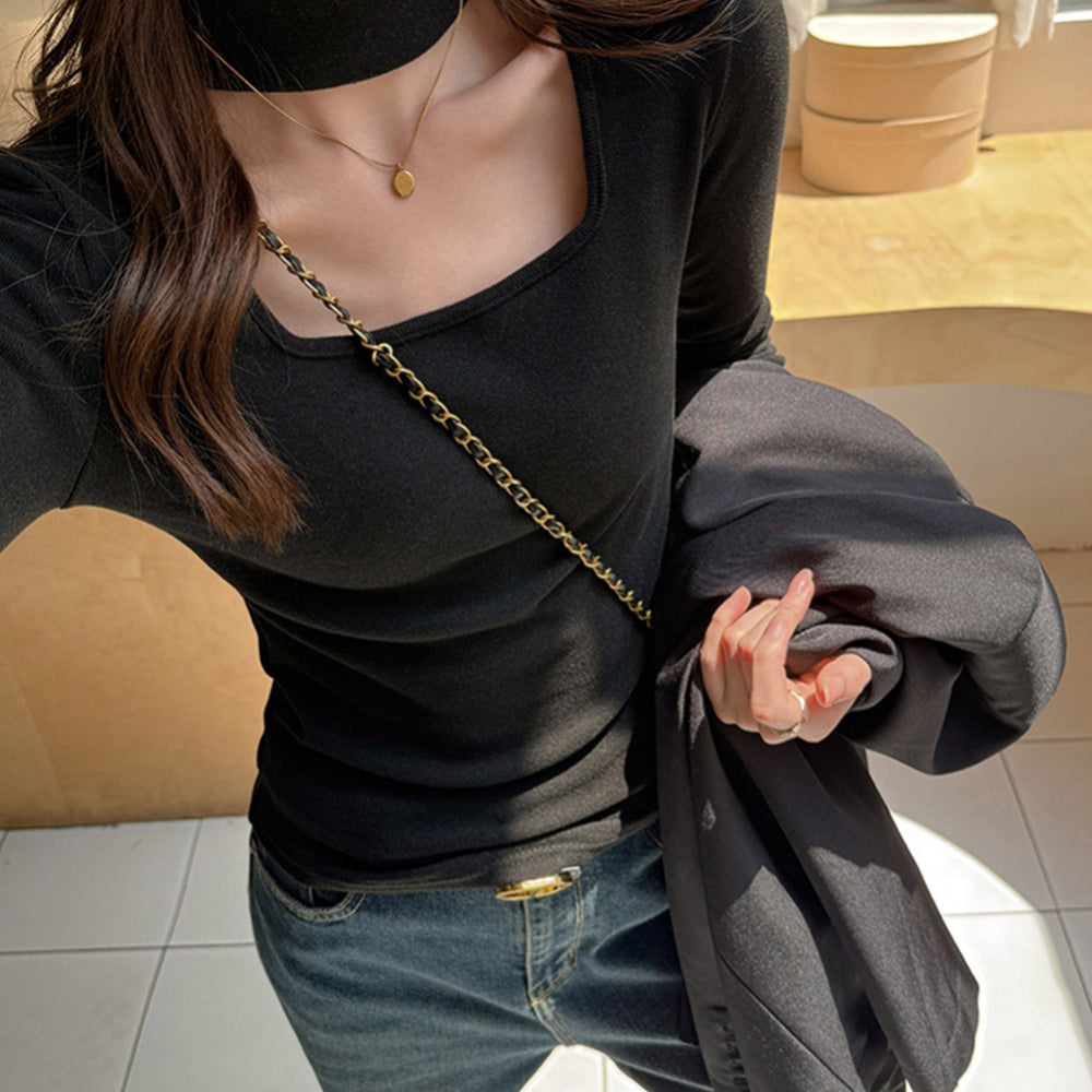 チョーカー風トップスレディースTシャツ黒 ブラック