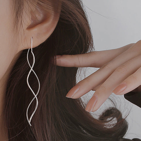揺れるチェーンピアス ロングピアス 上品 アクセサリー レディース 波型ピアス メタル ジュエリー ウェーブ ゴールド おしゃれ人気 ギフト 20代30代 耳飾り 21SHIPIN-089