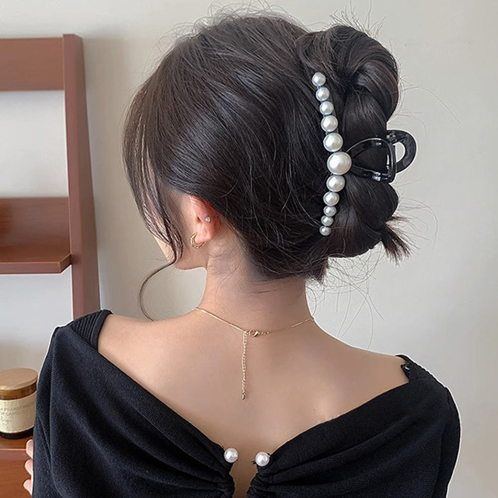 ヘアクリップ 大きめヘアアクセサリー黒 ブラック