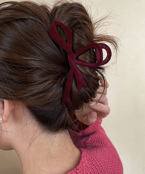 ツイストリボンヘアクリップ 韓国風髪留め ヘアアクセサリーバンスクリップ ベロア風起毛感 ツイストデザインヘアアクセ ヘアアレンジ 髪飾り大きめ ガーリーパーティ 21SHIPIN-123