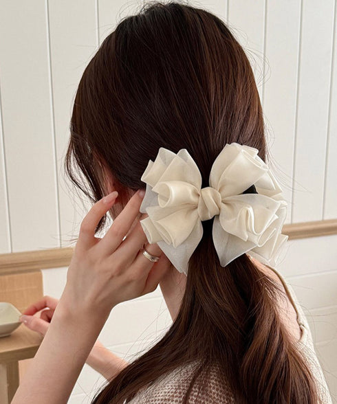 韓国風バンスクリップ リボンヘアクリップ レディースヘアアクセサリー 髪飾りギンガムチェック ガーリーまとめ髪 軽量ヘアアレンジ簡単上品髪留め オフィスカジュアル 21SHIPIN-130