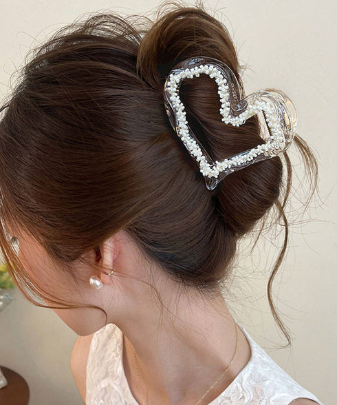 韓国風バンスクリップ クリアヘアクリップ パール調ヘアアクセサリー ビーズデザインヘアクリップ まとめ髪大人可愛い上品 フェミニン おしゃれヘアアクセハーフアップ 21SHIPIN-131