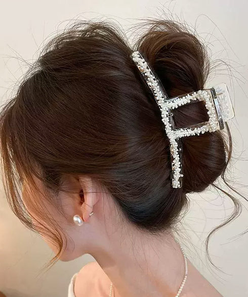 韓国風バンスクリップ クリアヘアクリップ パール調ヘアアクセサリー ビーズデザインヘアクリップ まとめ髪大人可愛い上品 フェミニン おしゃれヘアアクセハーフアップ 21SHIPIN-131