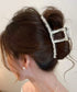 韓国風バンスクリップ クリアヘアクリップ パール調ヘアアクセサリー ビーズデザインヘアクリップ まとめ髪大人可愛い上品 フェミニン おしゃれヘアアクセハーフアップ 21SHIPIN-131