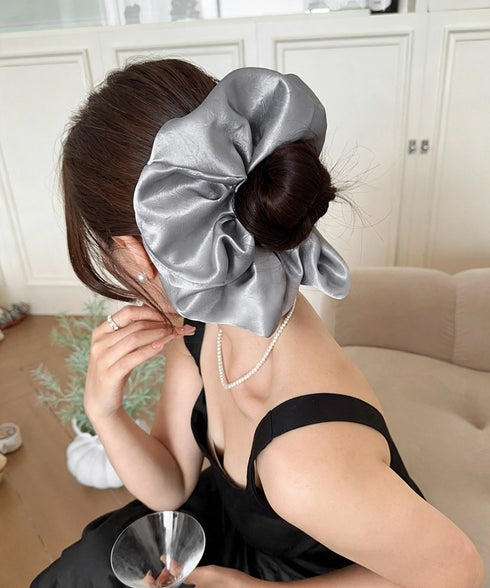 サテンシュシュ大きめシュシュ ヘアアクセ 大人ヘアアクセサリービッグシュシュ ボリュームシュシュ ボリュームヘアゴム 大きめヘアゴム まとめ髪ヘアアレンジ 韓国風 21SHIPIN-133