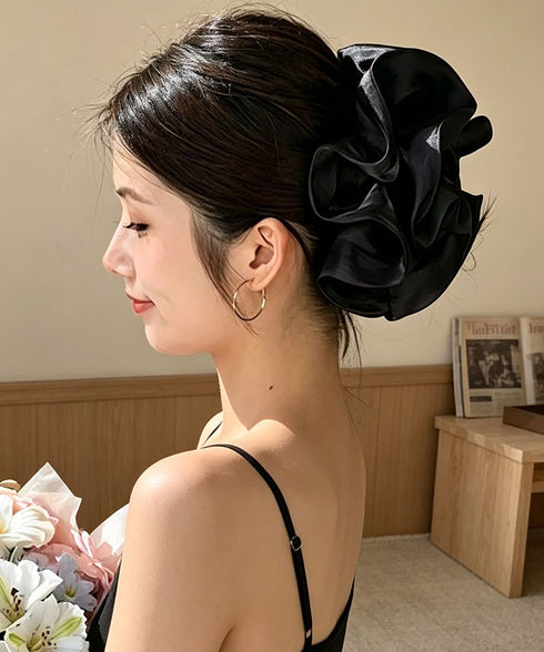 ビッグサイズバンスクリップ ヘアクリップ 大きめヘアアクセサリービッグクリップ まとめ髪フェミニン髪留め韓国風 サテン風 光沢感立体感 おしゃれ 大人可愛い髪飾り 21SHIPIN-135