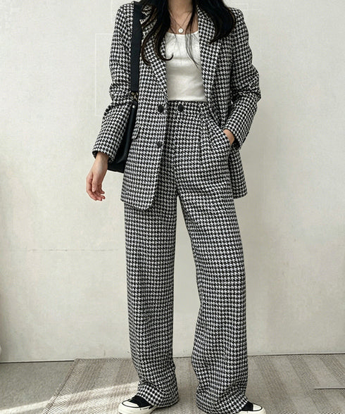 パンツスーツセット テーラードジャケット スーツワイドパンツ 上下セット セミワイドパンツ ゆったりシルエット 服 おしゃれボトムス オフィス 30代40代50代 21TZ-005