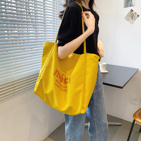 ロゴキャンバストートバッグ カラーバッグ レディース おしゃれ肩掛けカバン 大容量 韓国風 大きめエコバッグ カジュアル 全5色ビッグトート 通学A4バッグ 軽い 21BAOBAO-015