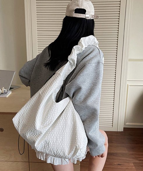 軽いチェック柄ショルダーバッグレディース ショルダーバッグa4 大きめ大容量バッグ 軽量ナイロンバッグ ワンショルダーバッグ ドローストリング肩掛けバッグ通勤通学 21BAOBAO-031