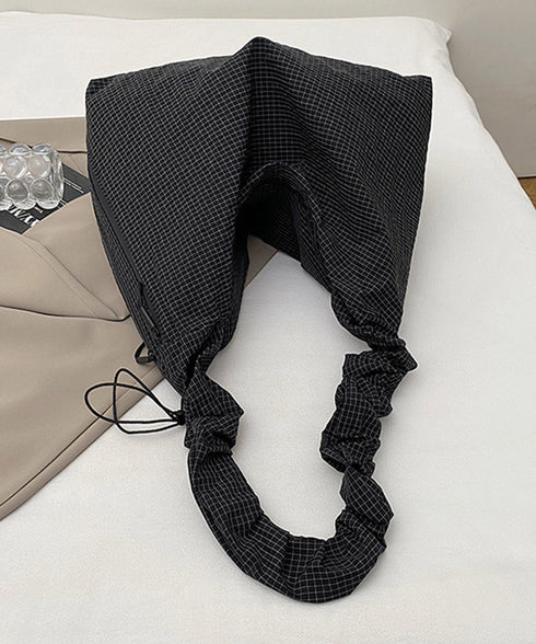 軽いチェック柄ショルダーバッグレディース ショルダーバッグa4 大きめ大容量バッグ 軽量ナイロンバッグ ワンショルダーバッグ ドローストリング肩掛けバッグ通勤通学 21BAOBAO-031