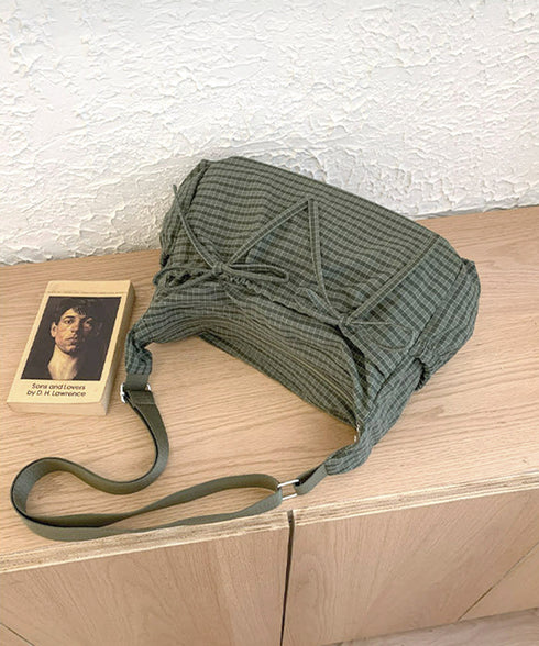 軽いチェック柄ショルダーバッグレディース リボンショルダーバッグ 軽量ナイロンバッグ ワンショルダーバッグ 肩掛けバッグ ヴィンテージ風バッグ おしゃれバッグ通勤 21BAOBAO-035