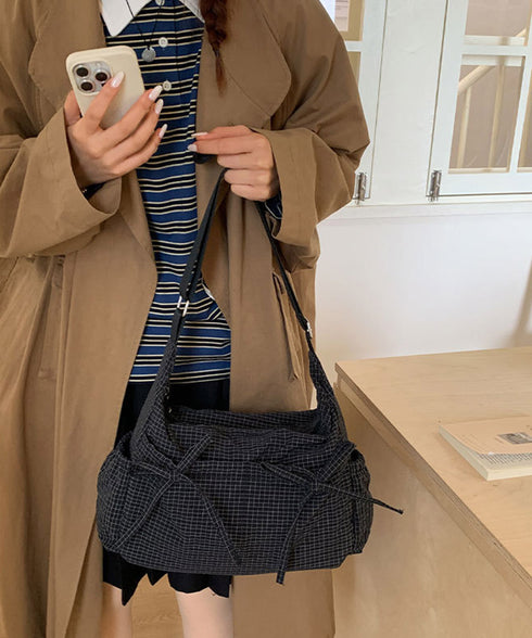 軽いチェック柄ショルダーバッグレディース リボンショルダーバッグ 軽量ナイロンバッグ ワンショルダーバッグ 肩掛けバッグ ヴィンテージ風バッグ おしゃれバッグ通勤 21BAOBAO-035