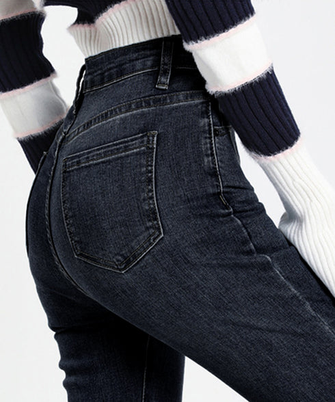 セミフレアデニムパンツ 美脚デニムパンツ ストレッチパンツ レディース ブーツカットデニム ハイウエスト 脚長ボトムス カジュアル シーズン 韓国風 着やせ 春夏 21KUZI-012