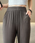 セミフレアパンツレディース ロングパンツ リブカットソーパンツ 韓国風 ゆったり 涼しげ サラリ美脚パンツ 着やせ 薄手パンツ 快適楽チン 長ズボン ウエストゴム 21KUZI-013