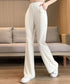 セミフレアパンツレディース ロングパンツ リブカットソーパンツ 韓国風 ゆったり 涼しげ サラリ美脚パンツ 着やせ 薄手パンツ 快適楽チン 長ズボン ウエストゴム 21KUZI-013