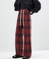 チェック柄パンツハイウエストワイドパンツ 裏起毛チェックパンツ イージーパンツ 暖かリラックスパンツ 体型カバー長ズボン ルーズシルエット カジュアルパンツ韓国風 21KUZI-024