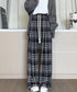 チェック柄パンツハイウエストワイドパンツ チェックパンツ イージーパンツ リラックスパンツ 体型カバー長ズボン ルーズシルエットカジュアルパンツ 韓国ファッション 21KUZI-024