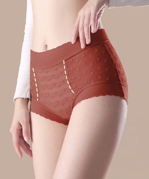 ショーツレディース レースショーツ透け感 スタンダードショーツ食い込まない ヒップアップ美尻 ハイウエストスカラップショーツストレッチ ノンストレスインナー通気性 21NEIKU-006