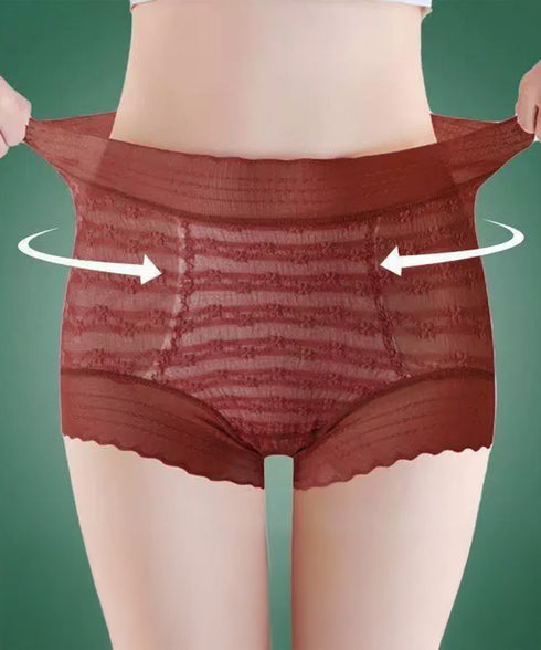 ショーツレディース レースショーツ透け感 スタンダードショーツ食い込まない ヒップアップ美尻 ハイウエストスカラップショーツストレッチ ノンストレスインナー通気性 21NEIKU-006