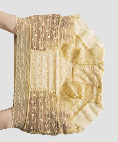 ショーツレディース レースショーツ透け感 スタンダードショーツ食い込まない ヒップアップ美尻 ハイウエストスカラップショーツストレッチ ノンストレスインナー通気性 21NEIKU-006