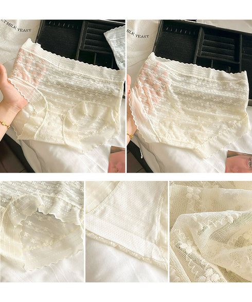 ショーツレディース レースショーツ透け感 スタンダードショーツ食い込まない ヒップアップ美尻 ハイウエストスカラップショーツストレッチ ノンストレスインナー通気性 21NEIKU-006