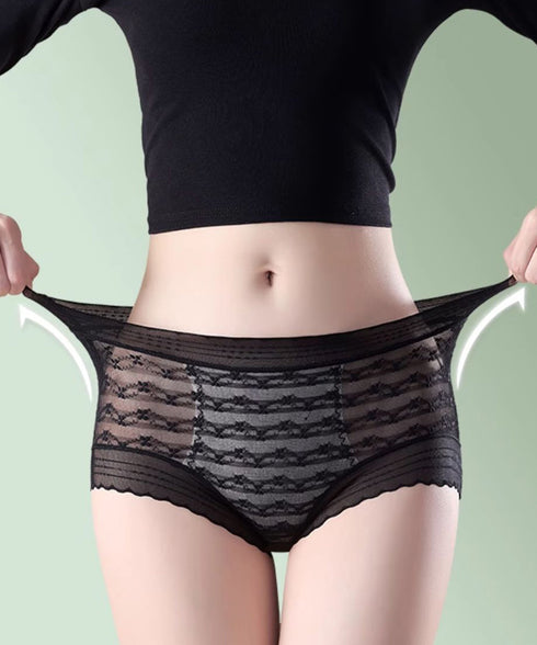 ショーツレディース レースショーツ透け感 スタンダードショーツ食い込まない ヒップアップ美尻 ハイウエストスカラップショーツストレッチ ノンストレスインナー通気性 21NEIKU-006