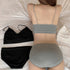 リブ素材 ブラショーツ 2点セット 黒 セクシーランジェリー 上下セット レディース ノンワイヤーブラ 春 夏 秋 冬 インナー ブラセット 無地 21NEIYI-012