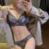 花柄レースブラショーツセット セクシー ブラジャーショーツ 上下セット フロントリボン ノンワイヤー ランジェリー 盛れる 韓国風 インナー 3/4カップ 美胸 21NEIYI-022