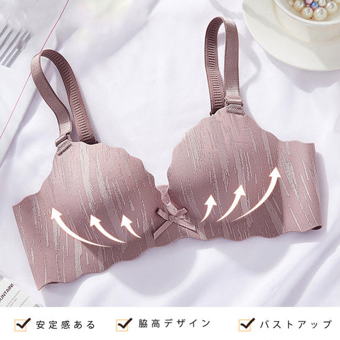 ブラショーツセットレディース ブラセット セクシーランジェリー ノンワイヤー フェミニン フロントリボン ブラ 脇スッキリ ナイトブラ 人気プレゼント 2点セット 21NEIYI-028