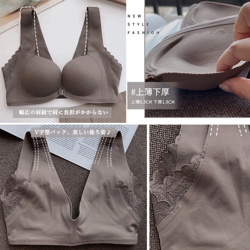 フロントホックノンワイヤーブラレース単品 セクシーランジェリー レディース ワイヤレス 女性下着 ソフト 盛りブラ 美胸 引き寄せ 韓国風盛れるインナー 谷間見せ 21NEIYI-034