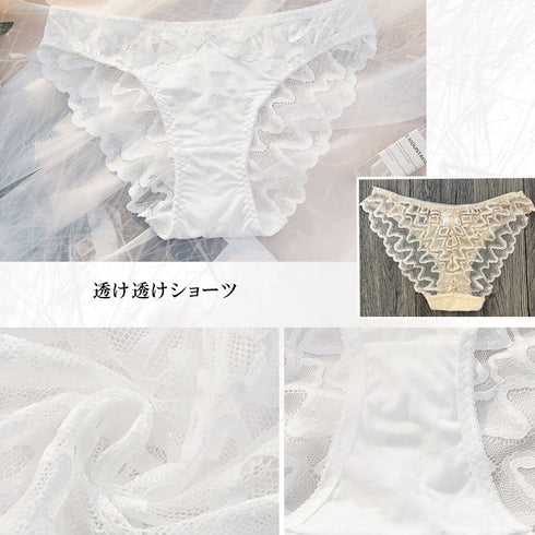 フロントホック ブラショーツ 2点セット 下着セット レディース ノンワイヤーレースブラ 花柄刺しゅうランジェリーセット 透け透け セクシー ショーツ フェミニン 21NEIYI-035