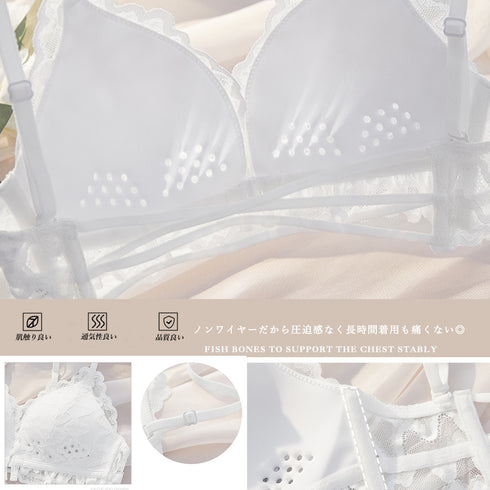 フロントホック ブラショーツ 2点セット 下着セット レディース ノンワイヤーレースブラ 花柄刺しゅうランジェリーセット 透け透け セクシー ショーツ フェミニン 21NEIYI-035