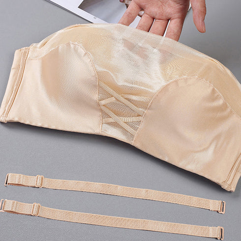 ブラジャーストラップレス落ちない美胸ブラ セクシーランジェリーレディース 2WAYブラ 背中魅せ ズレない安心感 チュール下着 楽ちんインナー ドレスブラずれない 21NEIYI-036