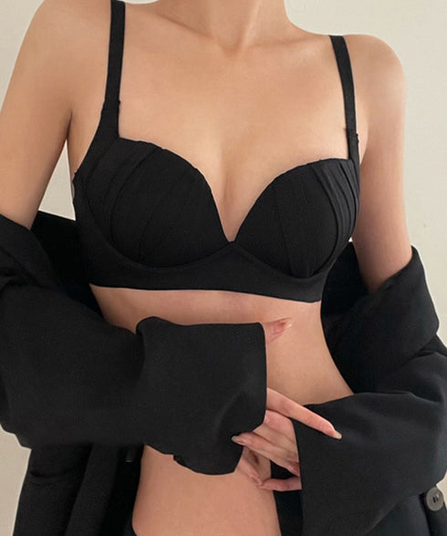 セクシーランジェリーセット ノンワイヤー ブラジャーショーツセット バスト盛れる ブラショーツセット 小胸 ワイヤレスブラ 脇高ブラ 女性下着 シームレスショーツ 21NEIYI-042