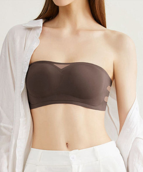 ストラップレスノンワイヤー美胸ブラジャー カップ付きブラトップ 単品 チューブトップ 落ちない 盛りブラ 美背 シームレスブラ レディース ズレない 安心感 無地 21NEIYI-046