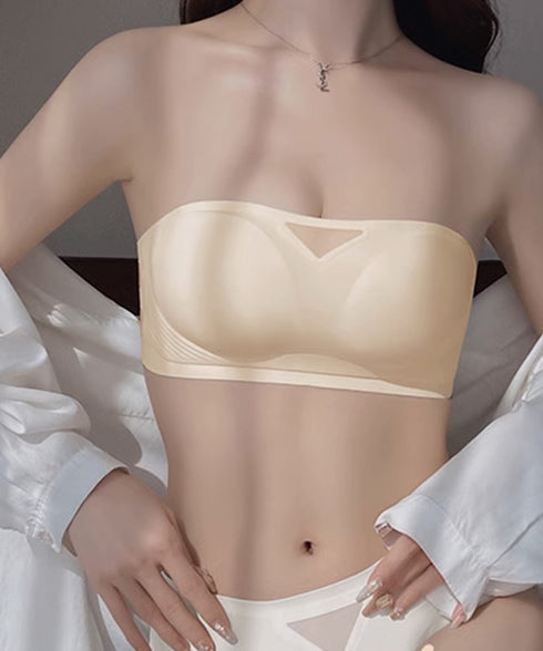 ストラップレスノンワイヤー美胸ブラジャー カップ付きブラトップ 単品 チューブトップ 落ちない 盛りブラ 美背 シームレスブラ レディース ズレない 安心感 無地 21NEIYI-046
