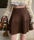 プリーツミニスカートニットスカート 秋冬 着回しAラインフレアスカート ハイウエストショート丈スカート お洒落ボトムス オルチャン きれいめスカート通学 脚長見え 21QUNZI-007