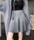 プリーツミニスカートニットスカート 秋冬 着回しAラインフレアスカート ハイウエストショート丈スカート お洒落ボトムス オルチャン きれいめスカート通学 脚長見え 21QUNZI-007