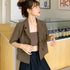 サマージャケット 2点セット 夏コーデ クロップド丈 半袖 レディース ショート丈 トップス カジュアル フェミニン 軽アウター インナー付き 着やせ 羽織 21SHANGYI-023