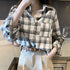 チェック柄 シャツブラウス レディース カーディガン 前開き 着やせ トップス 重ね着 大人カジュアル ポケット付き ライトアウター レトロ 通勤 体型カバー 21SHANGYI-028