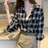 チェック柄 シャツブラウス レディース カーディガン 前開き 着やせ トップス 重ね着 大人カジュアル ポケット付き ライトアウター レトロ 通勤 体型カバー 21SHANGYI-028