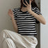 リブ編みニットレディースボーダーTシャツ ラウンドネックtシャツ カラーtシャツ クロップド へそ出し 半袖 オルチャンサマートップス 配色ライン 服 ストレッチ 21SHANGYI-047