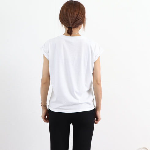 フレンチスリーブ無地シャツ大人カジュアル シャツ 夏トップス コットン ストレッチ クルーネックプルオーバー きれいめ オフィスコーデ ベーシック 20代30代 21SHANGYI-053