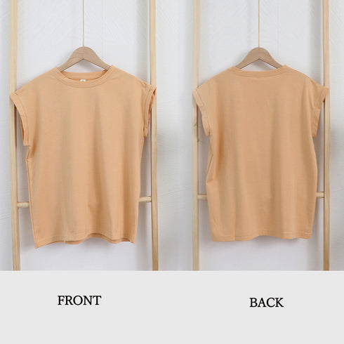 フレンチスリーブ無地シャツ大人カジュアル シャツ 夏トップス コットン ストレッチ クルーネックプルオーバー きれいめ オフィスコーデ ベーシック 20代30代 21SHANGYI-053